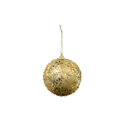 BOLA DECORADA DOURADO C/3 - DIAM 8 CM (CE0047)