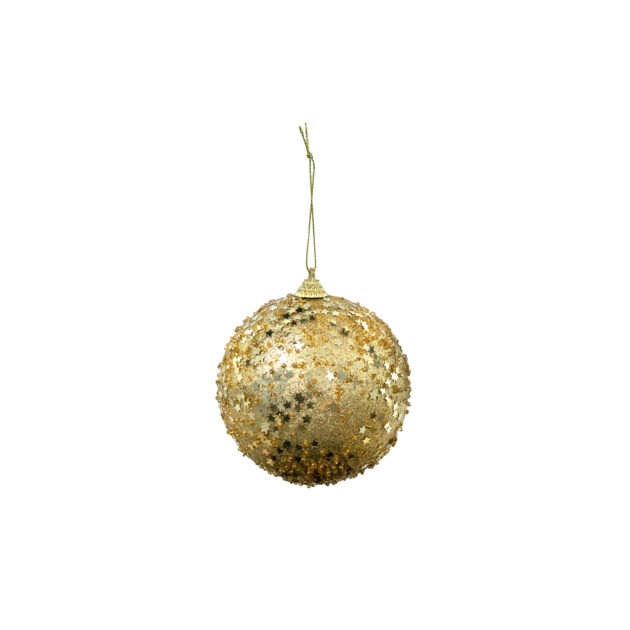 BOLA DECORADA DOURADO C/3 - DIAM 8 CM (CE0047)