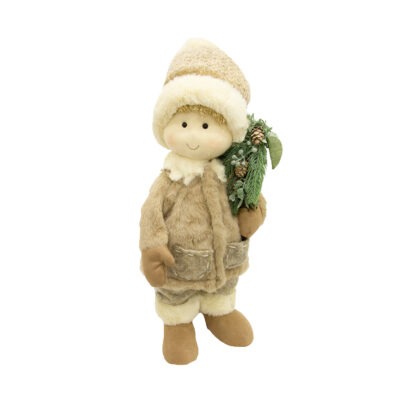 MENINO BEGE COM FOLHAGEM - ALT 55 CM (CL0281)