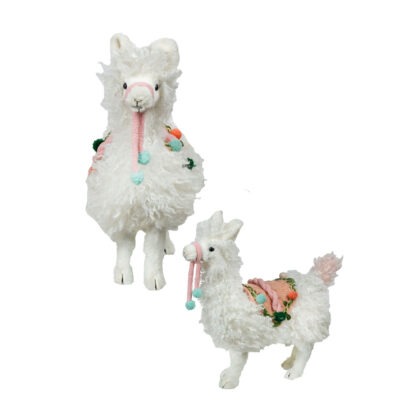 LHAMA COM CELA ROSA E DETALHES COLORIDOS P 27X28X13 (CJ0109)