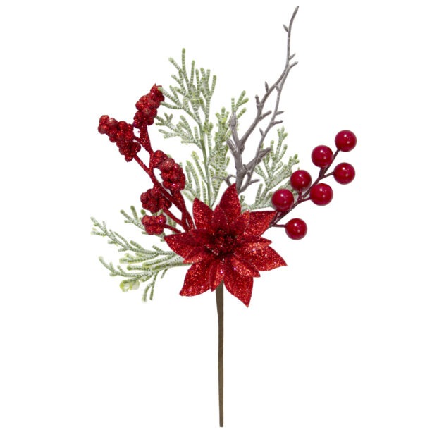 HASTE NATALINA COM BERRY - ALT 25 CM (CF0172)