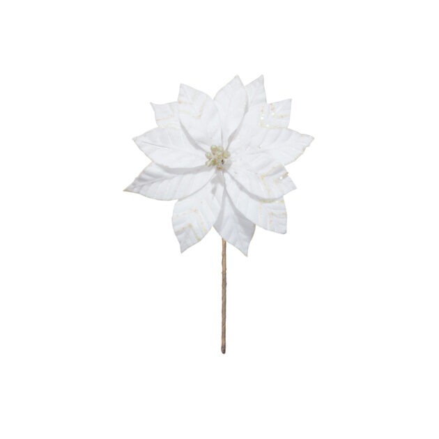 POINSETIA VELUDO BRANCO - ALT 26 CM X DIAM 37 CM (CF0622)