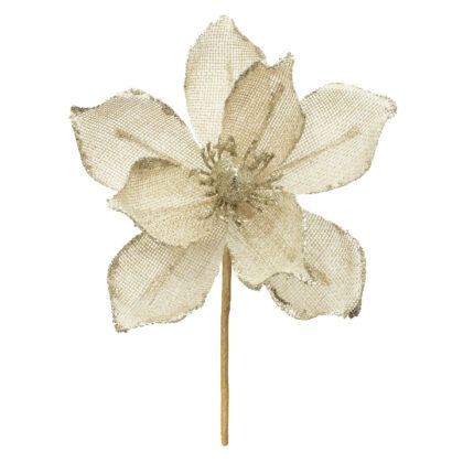 POINSETIA JUTA COM GLITTER - ALT 12 CM X DIAM 13 CM (CF0793)