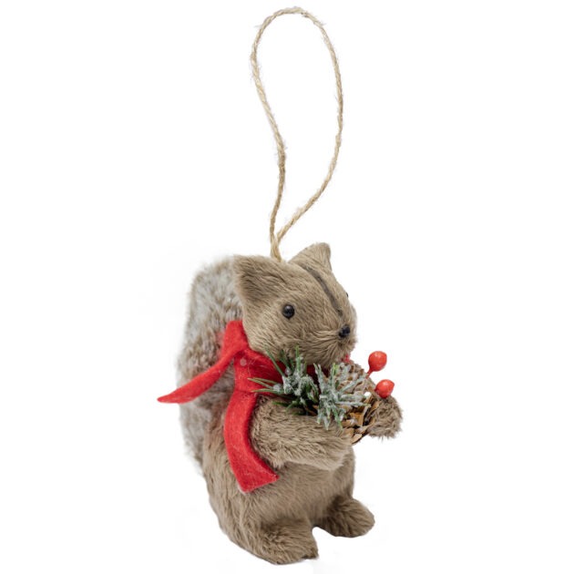 PENDENTE ESQUILO MARROM COM PINHO - ALT 10 CM (CJ0149)