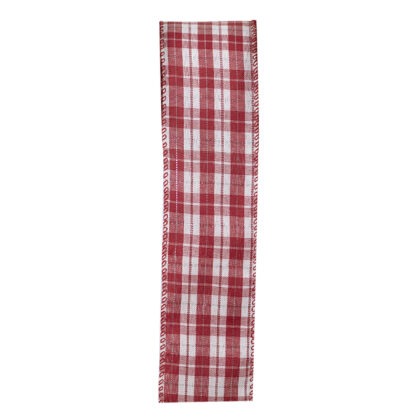 FITA NATALINA XADREZ VERMELHO E BRANCO - COMP 9.14 M X LARG 6.3 CM (CR0289)