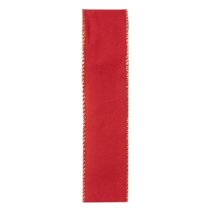 FITA NATALINA VERMELHA BORDA DOURADA - COMP 9.14 M X LARG 6.3 CM (CR0293)