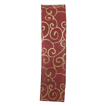 FITA NATALINA DECORADA VERMELHO E DOURADO - COMP 9.14 M X LARG 6.3 CM (CR0294)