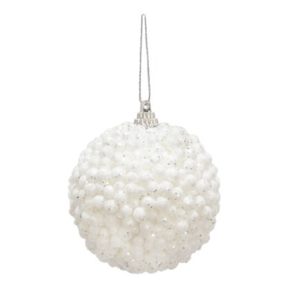 BOLA DECORADA BRANCO C/2 - DIAM 10 CM (CE0107)