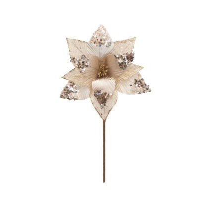 POINSETIA VELUDO CHAMPAGNE - ALT 35 CM X DIAM 25 CM (CF0583)