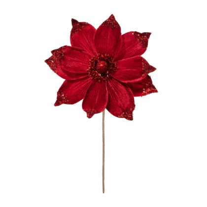 POINSETIA VELUDO VERMELHA COM GLITTER - ALT 35 CM X DIAM 25 CM (CF0650)
