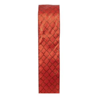 FITA NATALINA VERMELHA DECORADA COM GLITTER - COMP 9.14 M X LARG 6.3 CM (CR0233)