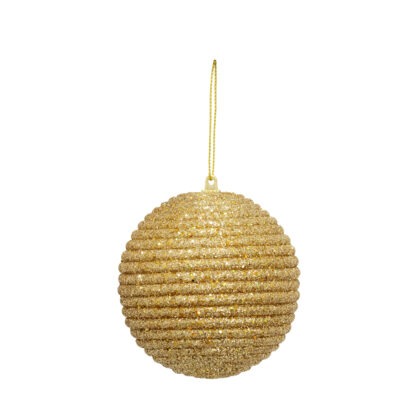 BOLA DECORADA DOURADO C/2 - DIAM 10 CM (CE0243)