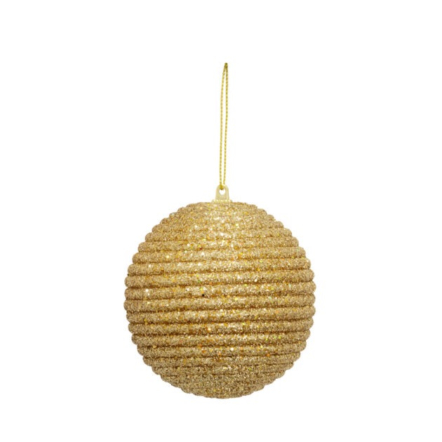 BOLA DECORADA DOURADO C/2 - DIAM 10 CM (CE0243)