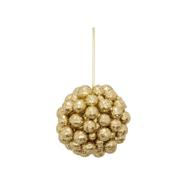 BOLA DECORADA DOURADO C/3 - DIAM 8 CM (CE0247)