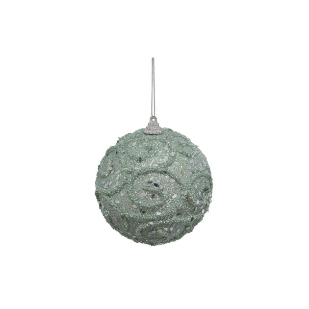 BOLA DECORADA VERDE C/3 - DIAM 8 CM (CE0190)
