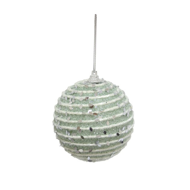 BOLA DECORADA VERDE C/3 - DIAM 8 CM (CE0194)