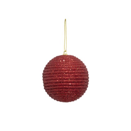 BOLA DECORADA VERMELHO C/2 - DIAM 10 CM (CE0231)