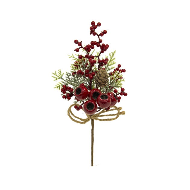 HASTE CEREJA COM FOLHAGEM - ALT 29 CM (CF0010)