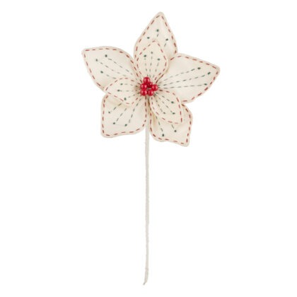 POINSETIA CREME ALINHAVADA - ALT 46 X LARG 19 CM (CF0922)