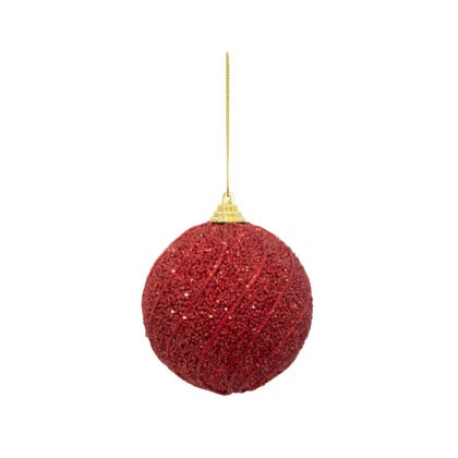 BOLA DECORADA VERMELHO C/2 - DIAM 12 CM (CE0297)