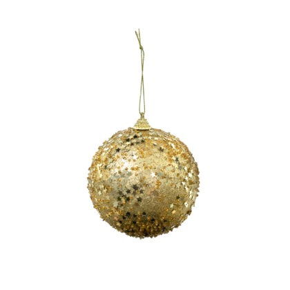 BOLA DECORADA DOURADO C/2 - DIAM 12 CM (CE0303)