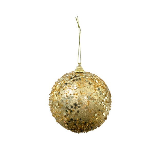 BOLA DECORADA DOURADO C/2 - DIAM 12 CM (CE0303)