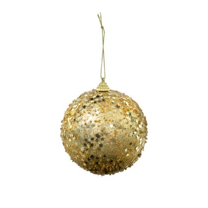 BOLA DECORADA DOURADO C/1 - DIAM 15 CM (CE0304)