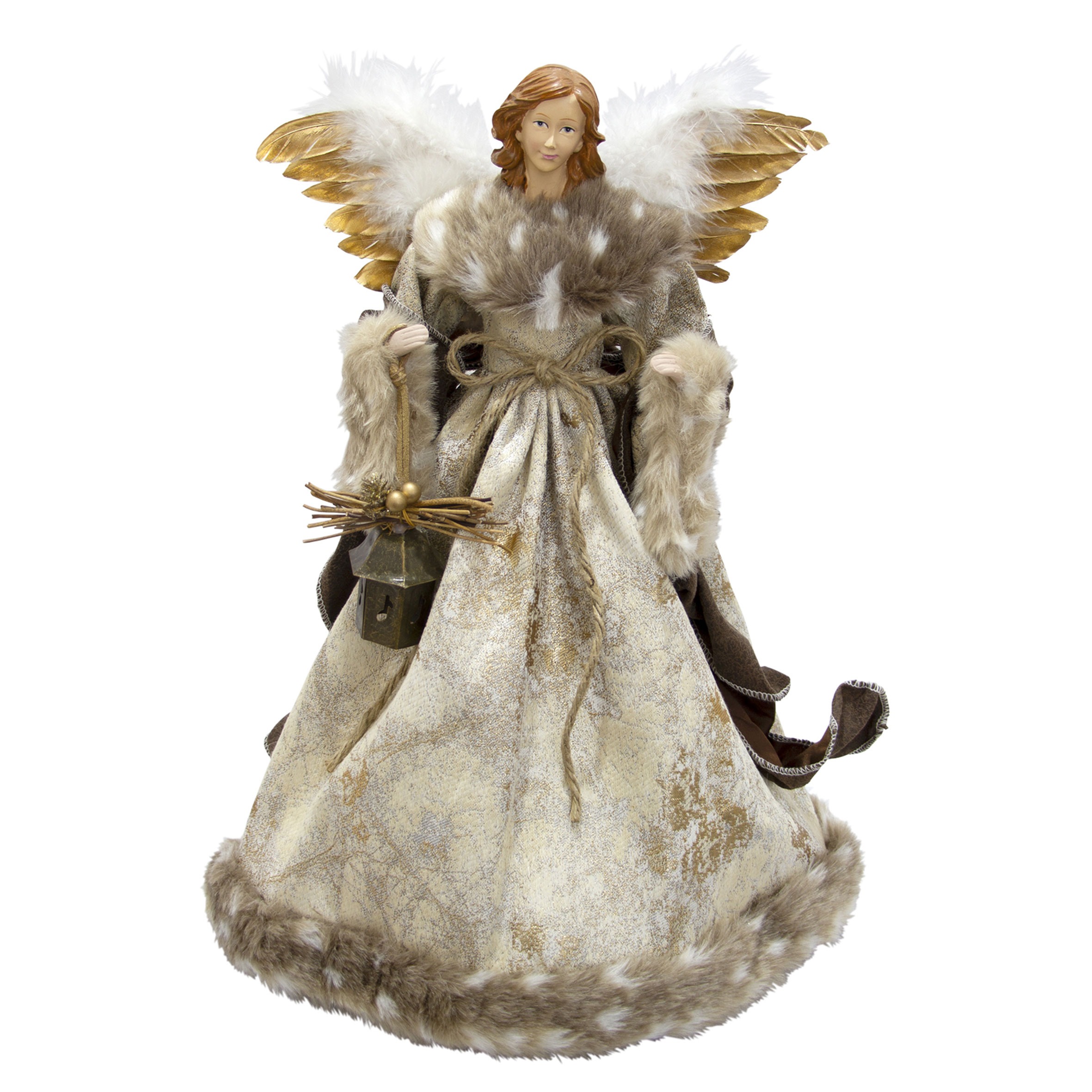 PONTEIRA DE ARVORE ANGEL BEGE COM LAMPARINA - ALT 41 CM (CA0202)