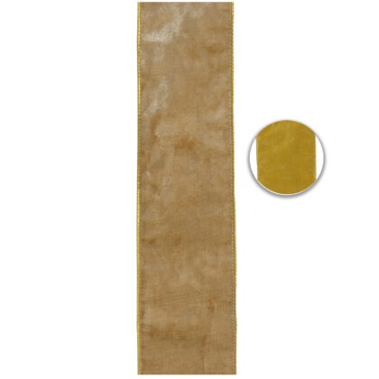 FITA NATALINA DOURADA AVELUDADA DUPLA FACE - ALT 9.14 M (CR0498)