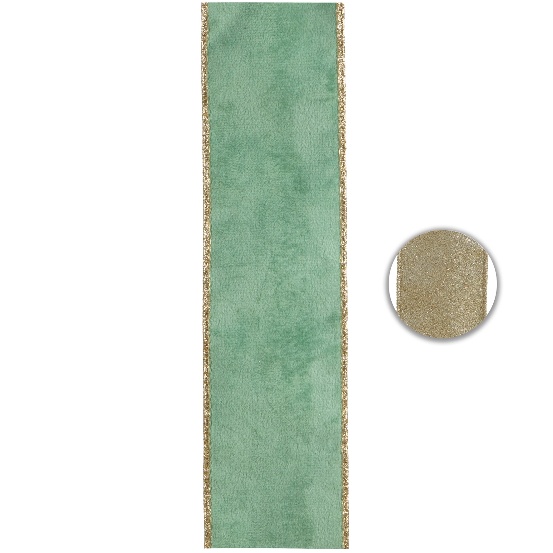 FITA NATALINA VERDE AVELUDADO DUPLA FACE - ALT 9.14 M (CR0500)