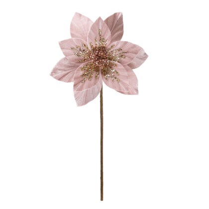 POINSETIA ROSA COM LANTEJOULA - ALT 64 CM X DIAM 26 CM  (CF0399)