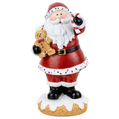 PAPAI NOEL RESINA C/ GINGERBREAD - ALT 17 CM (CA0156)