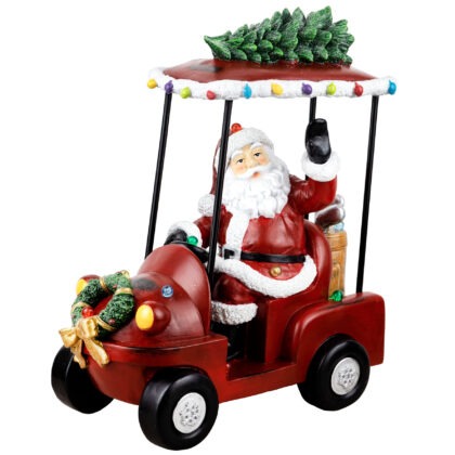 CARRINHO PAPAI NOEL RESINA - ALT 35 CM X LARG 32 CM (CA0161)
