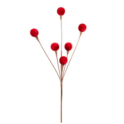 HASTE BOLINHAS VELUDO VERMELHO X 6 ALT 65 CM (CF0686)