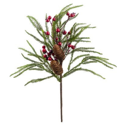 HASTE PINHEIRO COM PINHA E BERRY TOQUE REAL - ALT 60 CM (CF1261)
