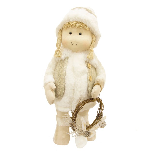 BONECA COM GUIRLANDA DE FOLHAGEM  - ALT 51 CM X LARG 25 CM (CL0002)