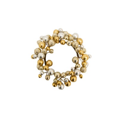 GUIRLANDA BOLINHAS DOURADA E PRATA - ALT 11 CM (CL0467)