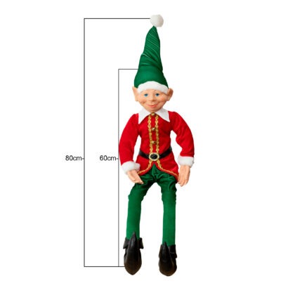 ELFO SENTADO CASACO VERMELHO COM DOURADO - ALT 60 CM  (CL1026)