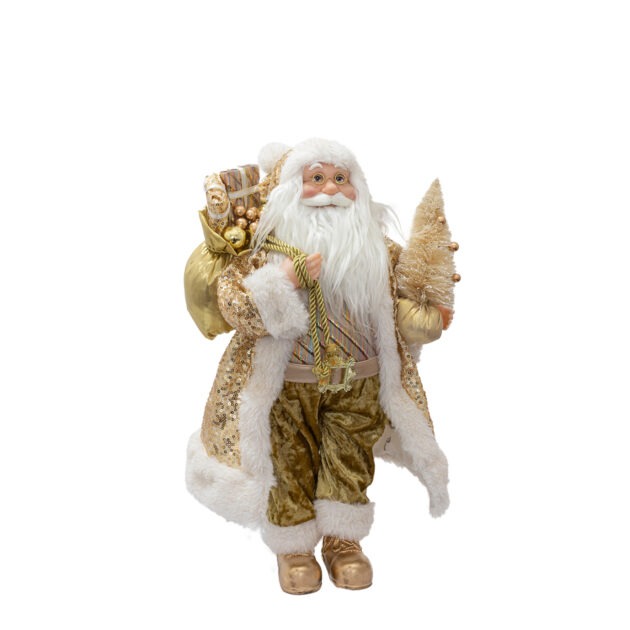 PAPAI NOEL CASACO PAETE DOURADO - ALT 45 CM (CS0060)