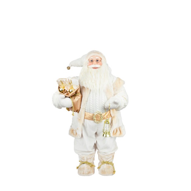 PAPAI NOEL BRANCO COM DOURADO- ALT 45 CM (CS0161)