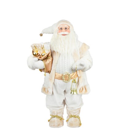 PAPAI NOEL BRANCO COM DOURADO - ALT 60 CM (CS0162)