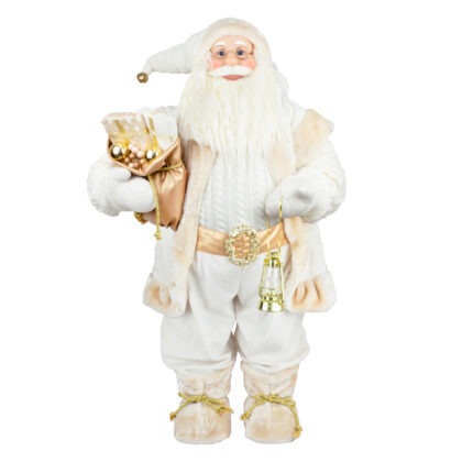 PAPAI NOEL BRANCO COM DOURADO - ALT 80 CM (CS0163)
