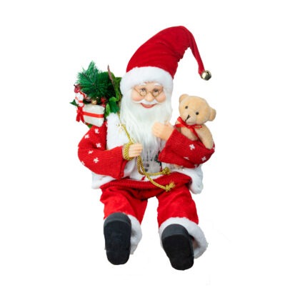PAPAI NOEL TRICOT BONECO NEVE SENTADO - ALT 45 CM  (CS0187)
