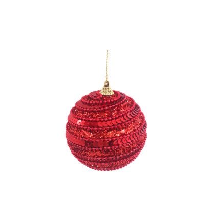 BOLA DECORADA VERMELHO C/2 - DIAM 10 CM (CE0004)