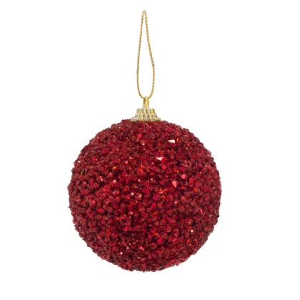 BOLA DECORADA VERMELHO C/2 - DIAM 10 CM (CE0010)