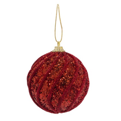 BOLA DECORADA VERMELHO C/2 - DIAM 10 CM  (CE0018)