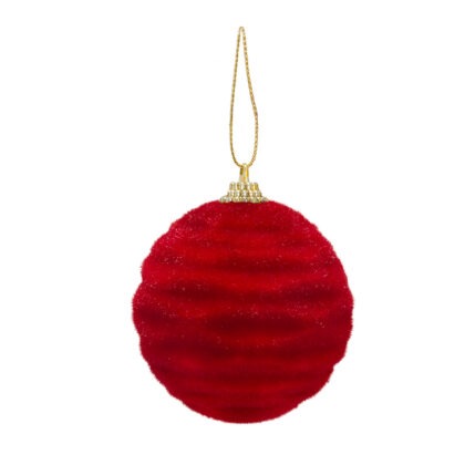BOLA DECORADA VELUDO VERMELHO C/2 - DIAM 10 CM (CE0022)