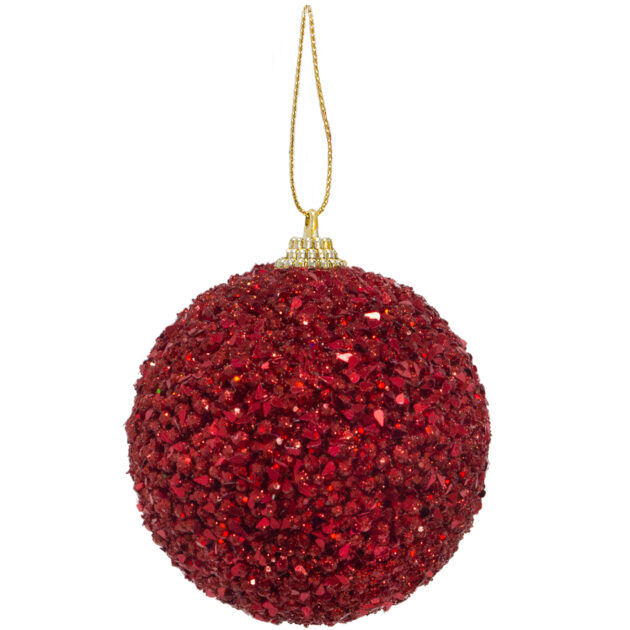 BOLA NATALINA VERMELHA C/2 - DIAM 12 CM (CE0069)