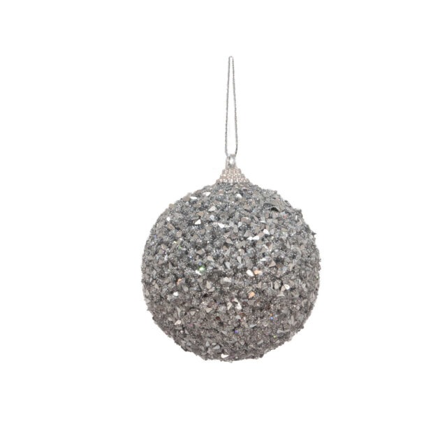 BOLA DECORADA PRATA C/3 - DIAM 8 CM (CE0096)