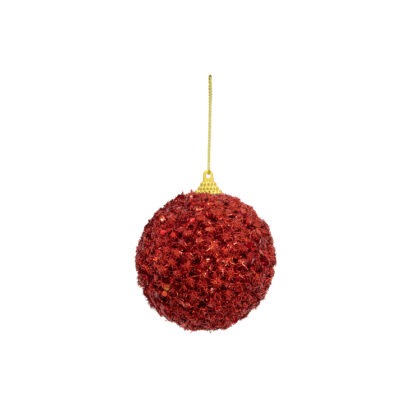 BOLA DECORADA VERMELHO C/2 - DIAM 10 CM (CE0221)